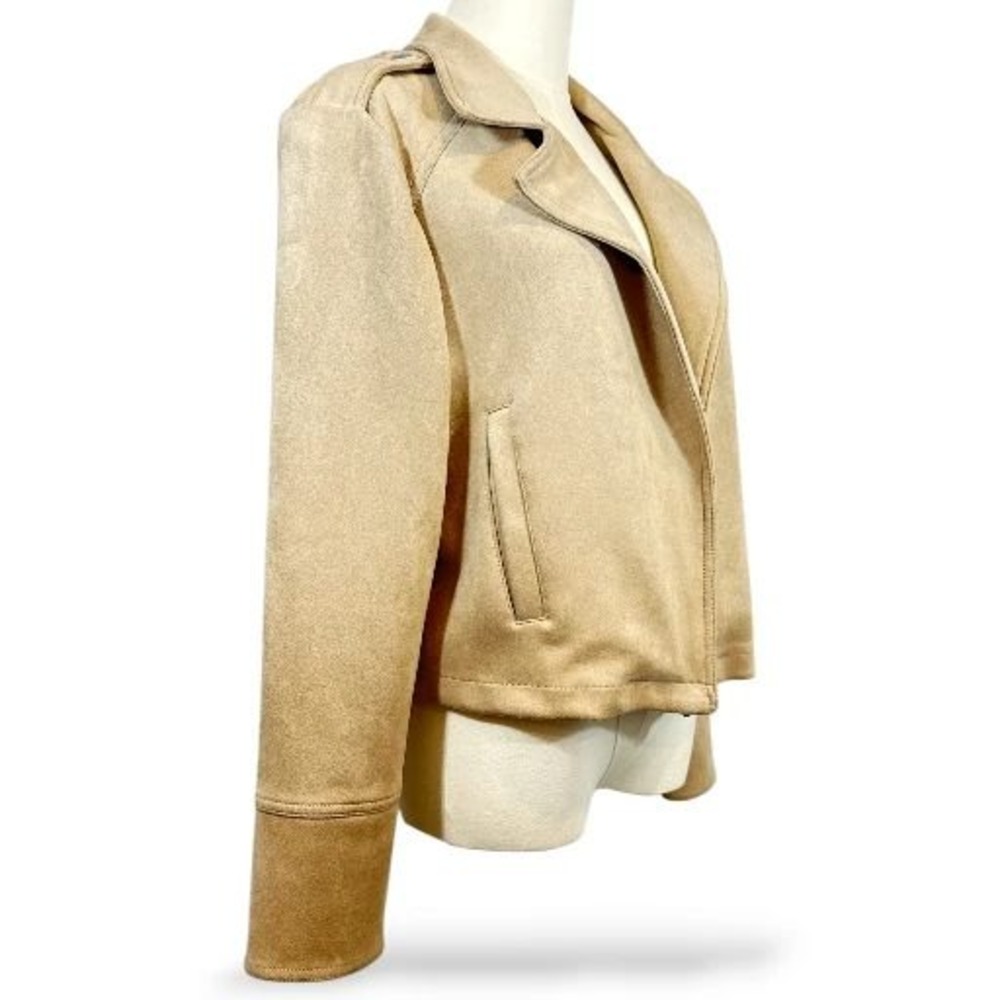 Philosophy‎ Republic Clothing Wms Faux Suede Moto Bomber Jacket Creme Large EUC - Picture 5 of 9